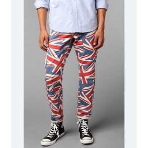 Union Jack UK Flag Alpha Khaki Straight Leg Cotton Blend 90s Retro Y2K 70s 30x30